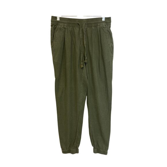 Time and Tru Linen Blend Green Pull On Drawstring Ankle Casual Jogger Pants - Picture 1 of 8